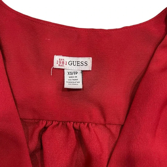 Guess Red Button Up Blouse XS - Picture 3 of 3